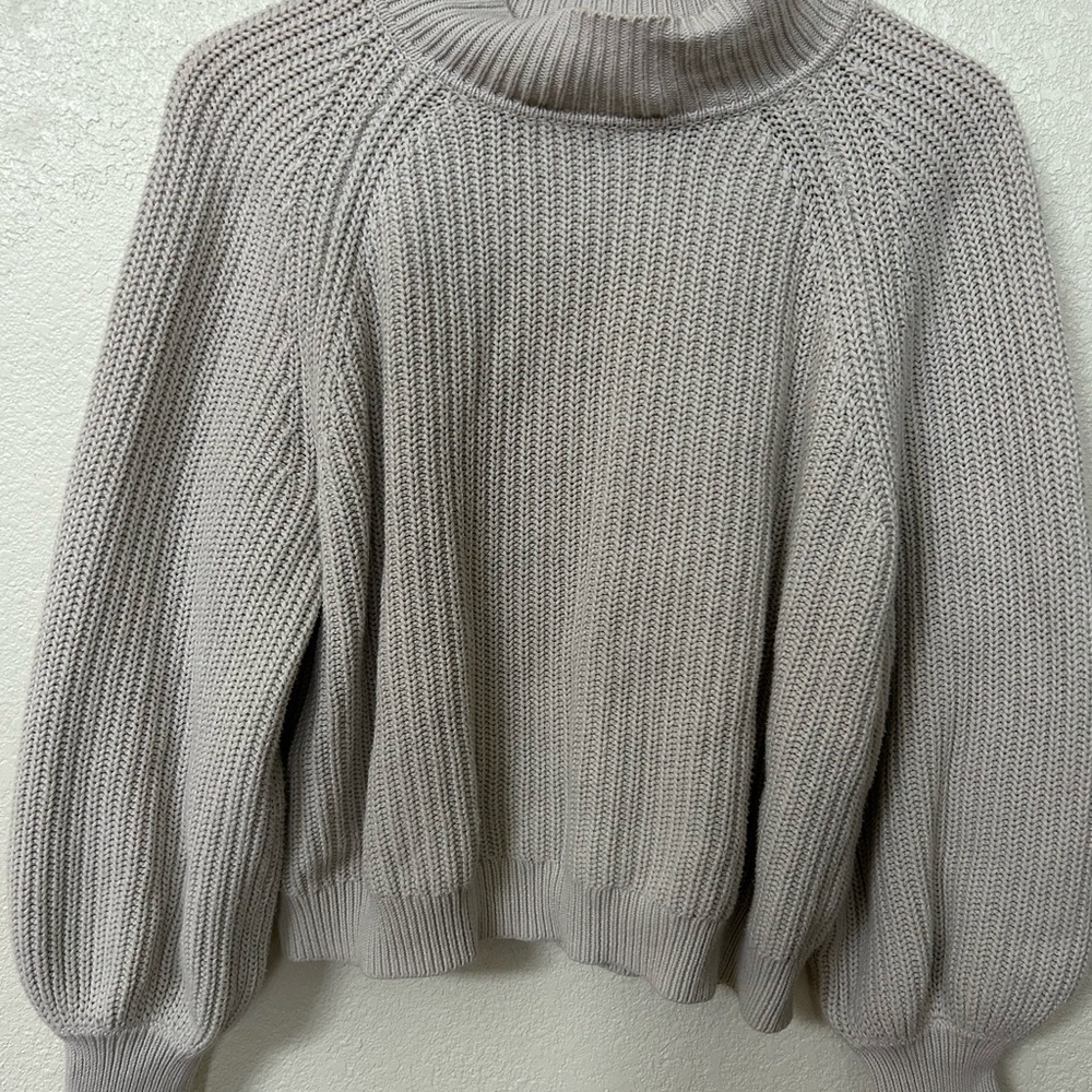 Cozy Knit Turtleneck Sweater in Light Taupe